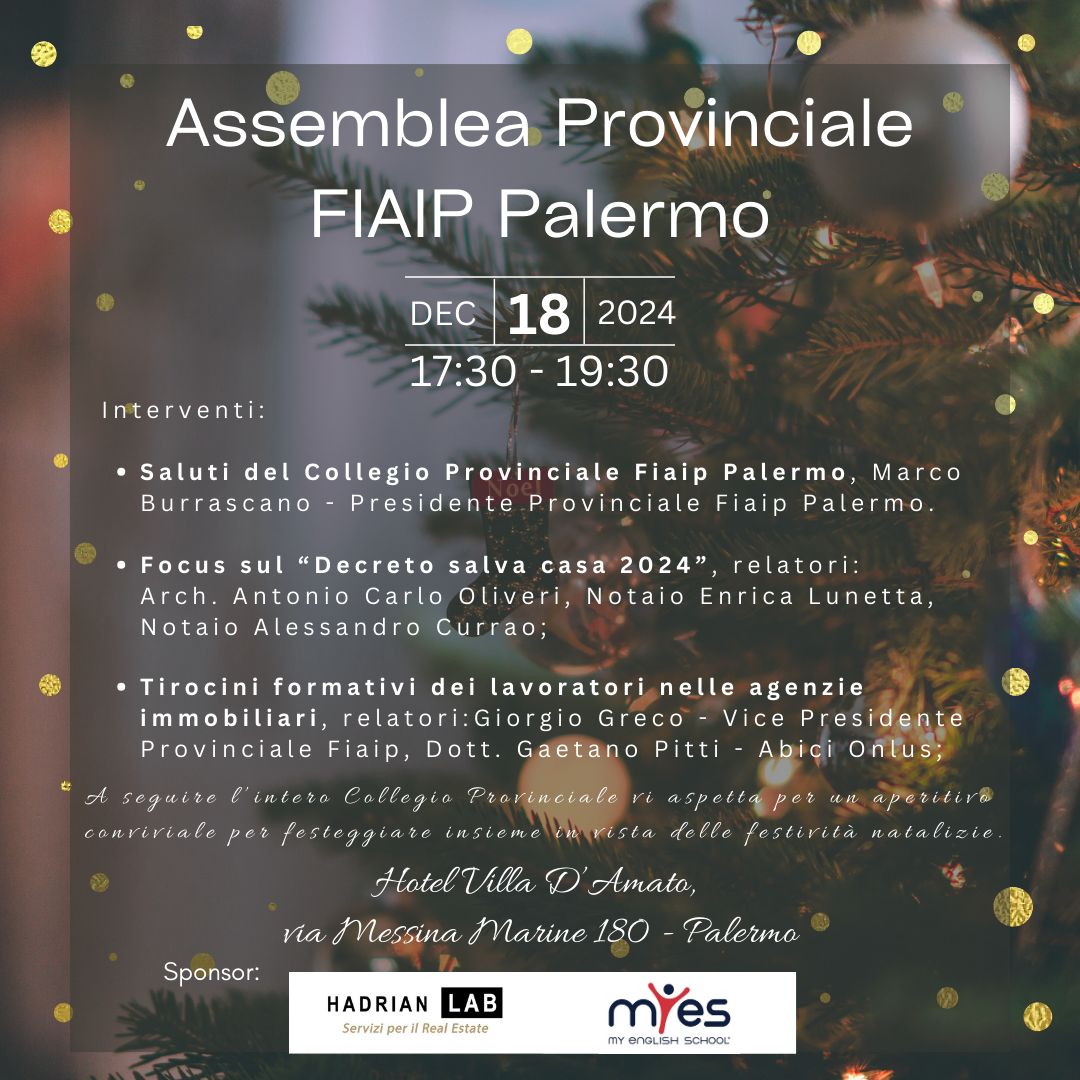 FIAIP Palermo. Assemblea Provinciale e Focus Decreto Salva-Casa